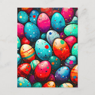 Cartes Pour Fêtes Annuelles Œufs de Pâques Arc-en-ciel Aquarelle