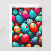 Cartes Pour Fêtes Annuelles Oeufs de Pâques Arc-en-ciel Aquarelle (Devant / Derrière)