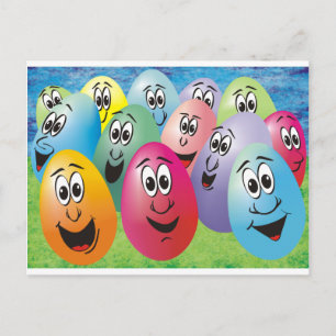 Cartes Pour Fêtes Annuelles Oeufs de Pâques aux visages