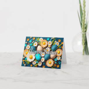 Cartes Pour Fêtes Annuelles Oeufs de Pâques et fleurs de printemps Collage