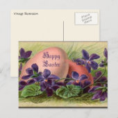 Cartes Pour Fêtes Annuelles Oeufs de Pâques et violets (Devant / Derrière)