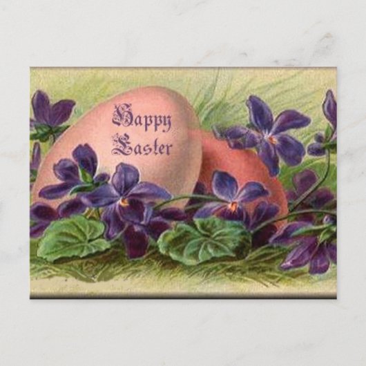 Cartes Pour Fêtes Annuelles Oeufs de Pâques et violets (Devant)