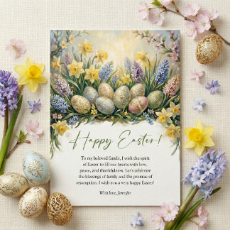 Cartes Pour Fêtes Annuelles Œufs de Pâques floraux élégants Printemps Religieu