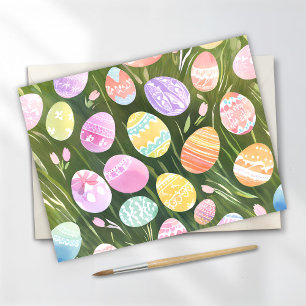 Cartes Pour Fêtes Annuelles Œufs de Pâques pastel Belle aquarelle de printem