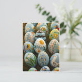 Cartes Pour Fêtes Annuelles OEufs de Pâques peints en bleu (Debout devant)