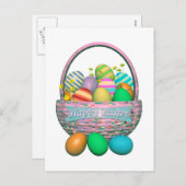 Cartes Pour Fêtes Annuelles Oeufs de Pâques peints en panier (Devant / Derrière)