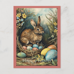 Cartes Pour Fêtes Annuelles Œufs de Pâques vintage de lapin de forêt