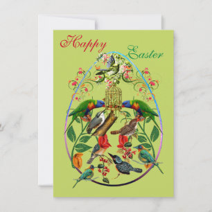 Cartes Pour Fêtes Annuelles Oeufs décoratifs Joyeux printemps de Pâques Oiseau