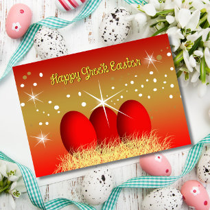 Cartes Pour Fêtes Annuelles Oeufs heureux de rouge de Pâques de Grec