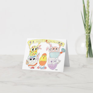 Cartes Pour Fêtes Annuelles Œufs, poussins et lapins de Pâques