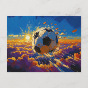 Cartes Pour Fêtes Annuelles Œuvre d'art de ballon de football volant (peinture