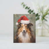 Cartes Pour Fêtes Annuelles œuvre d'art de pinceau de Noël Collie (Debout devant)