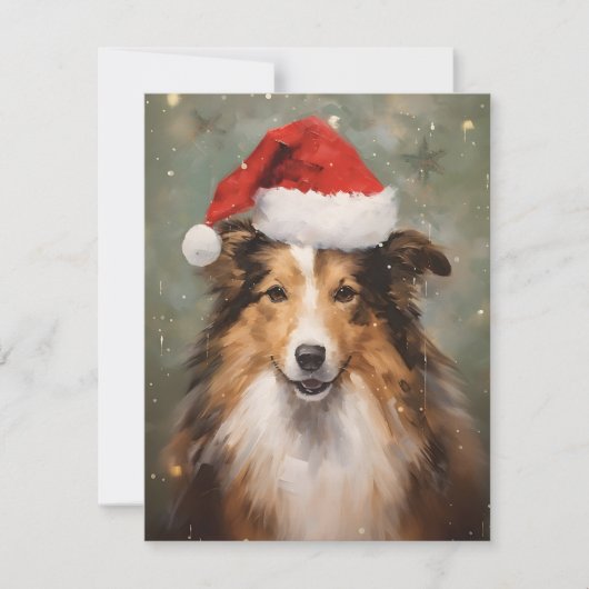 Cartes Pour Fêtes Annuelles œuvre d'art de pinceau de Noël Collie (Devant)