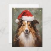 Cartes Pour Fêtes Annuelles œuvre d'art de pinceau de Noël Collie (Devant / Derrière)