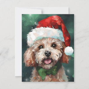 Cartes Pour Fêtes Annuelles Oeuvre de peinture de la brosse de Noël de caniche