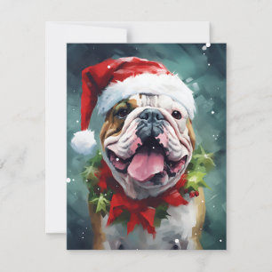 Cartes Pour Fêtes Annuelles OEuvre de peinture de Noël Bulldog