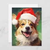 Cartes Pour Fêtes Annuelles OEuvre de peinture de Noël Corgi (Devant / Derrière)