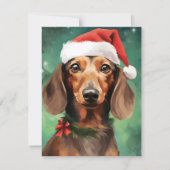Cartes Pour Fêtes Annuelles OEuvre de peinture de Noël de Dachshund (Devant)