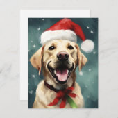 Cartes Pour Fêtes Annuelles OEuvre de peinture de Noël du Labrador (Devant / Derrière)
