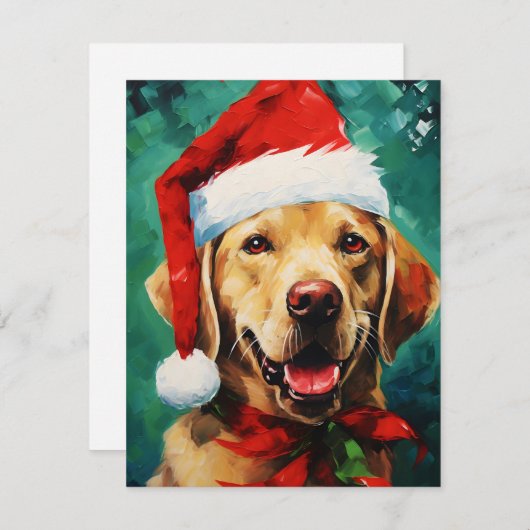 Cartes Pour Fêtes Annuelles OEuvre de peinture de Noël du Labrador (Devant / Derrière)
