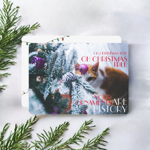 Cartes Pour Fêtes Annuelles Oh Arbre de Noël Vos Ornements Sont Histoire Chat
