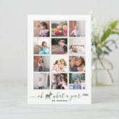 Cartes Pour Fêtes Annuelles Oh cerf ce qu'un an dans avis photo collage vert (Debout devant)