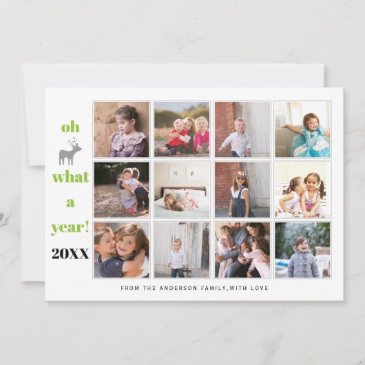 Cartes Pour Fêtes Annuelles Oh cerf quelle année collage photo vert citron (Devant)