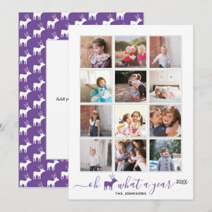 Cartes Pour Fêtes Annuelles Oh cerf quelle année en revue photo collage violet