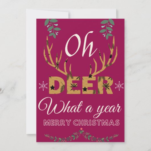 Cartes Pour Fêtes Annuelles Oh cerf, quelle année Joyeux Noël (Devant)