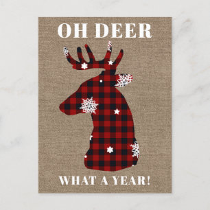 Cartes Pour Fêtes Annuelles Oh Deer Buffalo Plaid Snowflake Burap Noël