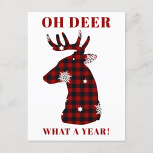 Cartes Pour Fêtes Annuelles Oh Deer Buffalo Plaid Snowflake Noël