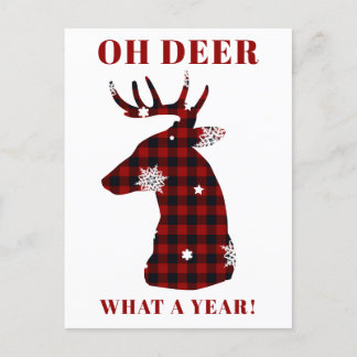 Cartes Pour Fêtes Annuelles Oh Deer Buffalo Plaid Snowflake Noël