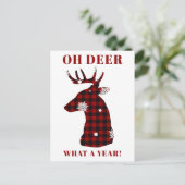 Cartes Pour Fêtes Annuelles Oh Deer Buffalo Plaid Snowflake Noël (Debout devant)