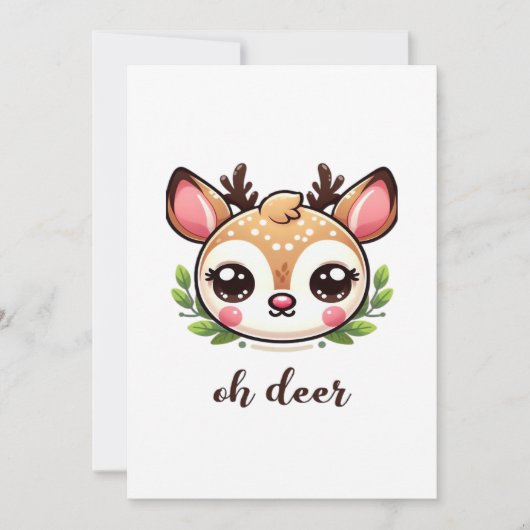Cartes Pour Fêtes Annuelles Oh Deer Cute Deer Minimal Design (Devant)