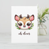 Cartes Pour Fêtes Annuelles Oh Deer Cute Deer Minimal Design (Debout devant)