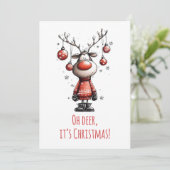 Cartes Pour Fêtes Annuelles Oh Deer Funny Reindeer Christmas Card (Debout devant)