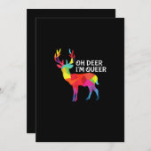 Cartes Pour Fêtes Annuelles Oh Deer Queer Funny Pun LGBT Pride Design (Devant / Derrière)
