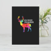 Cartes Pour Fêtes Annuelles Oh Deer Queer Funny Pun LGBT Pride Design (Debout devant)