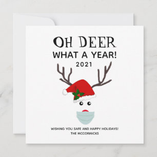 Cartes Pour Fêtes Annuelles Oh Deer, Qu'Est-Ce Qu'Une Année 2021 Drôle Noël Di