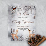 Cartes Pour Fêtes Annuelles Oh Deer Rustic Winter Floral Joyeux Noël Fête<br><div class="desc">Sweet "Oh Deer" thème "Joyeux Noël" d'hiver baies florales d'aquarelle et design feuille avec deux mignons petits cerfs regardant vos détails de salutation de chaque côté.</div>