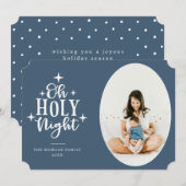Cartes Pour Fêtes Annuelles Oh Holy Night Blue Photo (Devant / Derrière)