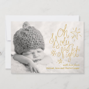 Cartes Pour Fêtes Annuelles Oh Holy Night Gold Glitter Holiday Photo Card