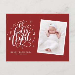 Cartes Pour Fêtes Annuelles Oh Holy Night Script Rouge First Christmas Photo