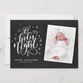 Cartes Pour Fêtes Annuelles Oh Holy Night Script Rustique Chalkboard Photo (Devant)
