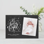 Cartes Pour Fêtes Annuelles Oh Holy Night Script Rustique Chalkboard Photo (Debout devant)