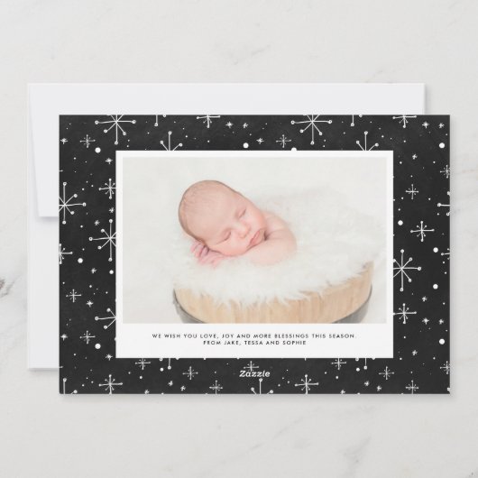 Cartes Pour Fêtes Annuelles Oh Holy Night Script Rustique Chalkboard Photo (Dos)