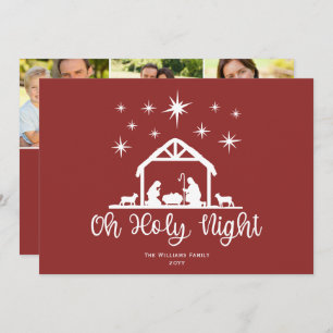 Cartes Pour Fêtes Annuelles Oh Holy Night Script Typographie Nativité 3 Photo