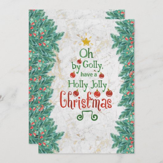 Cartes Pour Fêtes Annuelles Oh Par Golly Holly Jolly (Devant / Derrière)