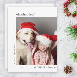 Cartes Pour Fêtes Annuelles Oh Quel Amusant ! Photo de Noël minimaliste modern<br><div class="desc">Une carte de voeux stylée avec typographie classique "oh c'est amusant !" en noir sur un simple arrière - plan blanc propre. La photo et le texte peuvent être facilement customisés pour une touche personnelle. Un design de Noël simple, minimaliste et contemporain pour se démarquer de cette période de vacances...</div>