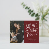 Cartes Pour Fêtes Annuelles Oh Quel Amusant Rouge Calligraphie Snowflakes Phot (Debout devant)